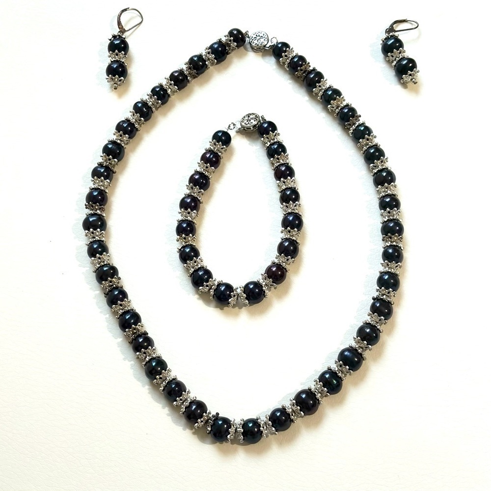 Peacock pearl set necklace earring and bracelet